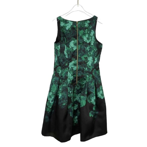 Dress Barn Emerald Green Floral Sleeveless Fit and Flare Midi Dress Size 4 Small - Picture 3 of 6